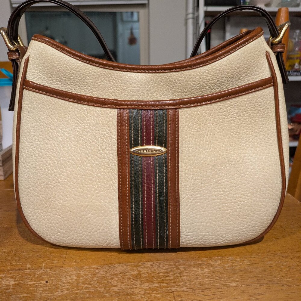 VINTAGE CARRYLAND SHOULDER BAG COLOR BROWN & CREAM